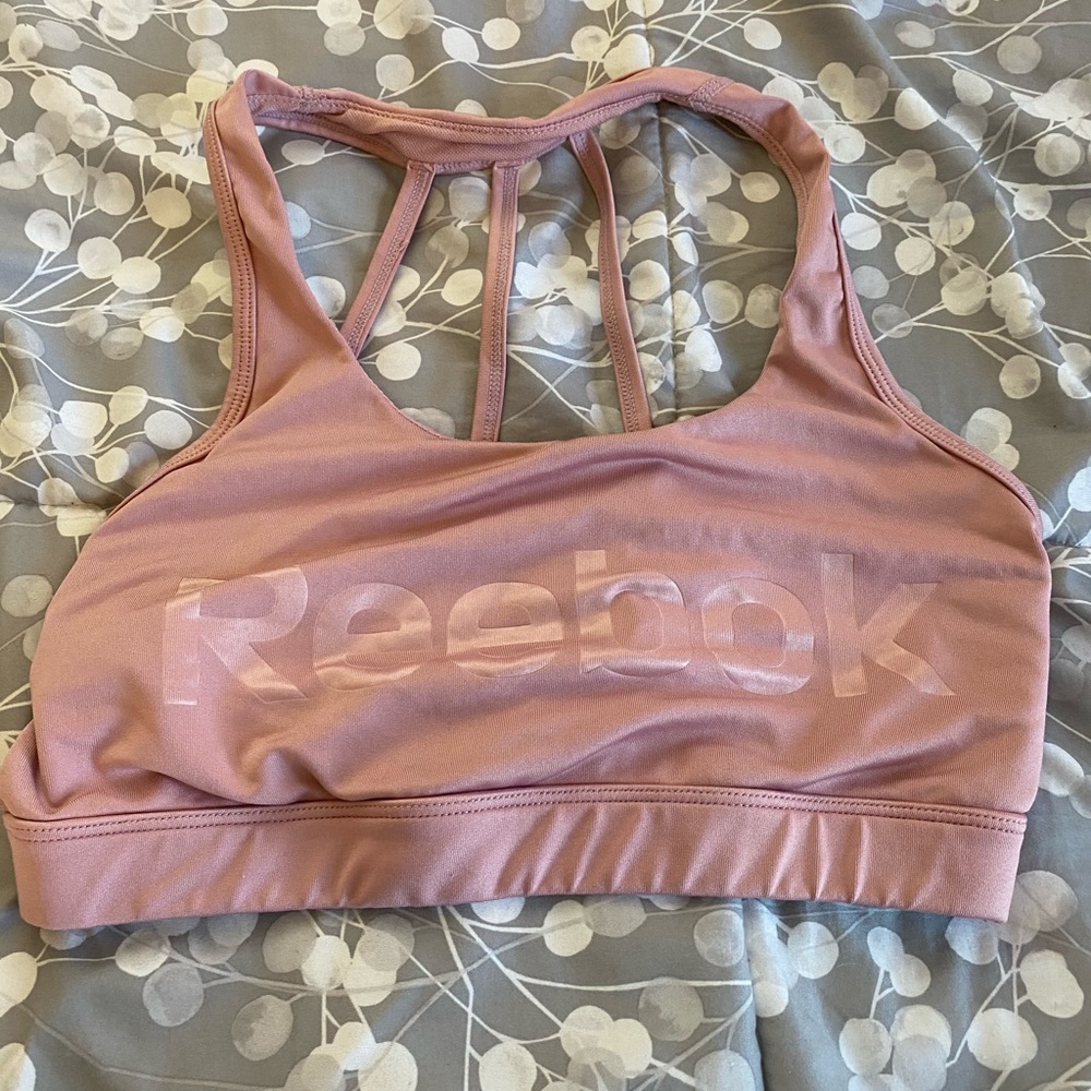 pink reebok sports bra